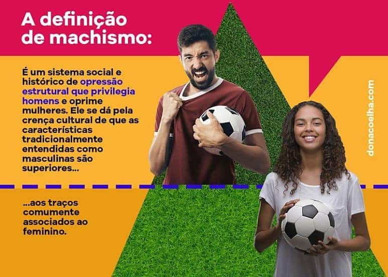 piramide machismo homem com bola de futebol mulher com bola de futebol 