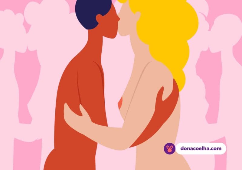 Desenho de casal nu se beijando