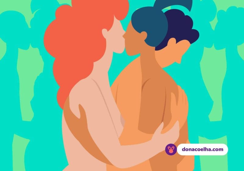 Desenho de casal se beijando e terceira pessoa ao lado