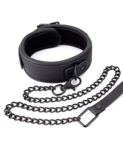 LinhaBDSM ColeiraPreta02 Dona Coelha Coleira e Guia Preto Fosco - Linha BDSM