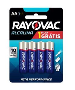 Pilhas Alcalinas Rayovac AA – Cartela com 4 unidades
