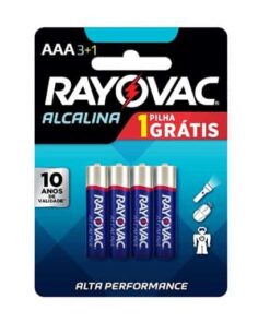 Pilhas Alcalinas Rayovac AAA – Cartela com 4 unidades